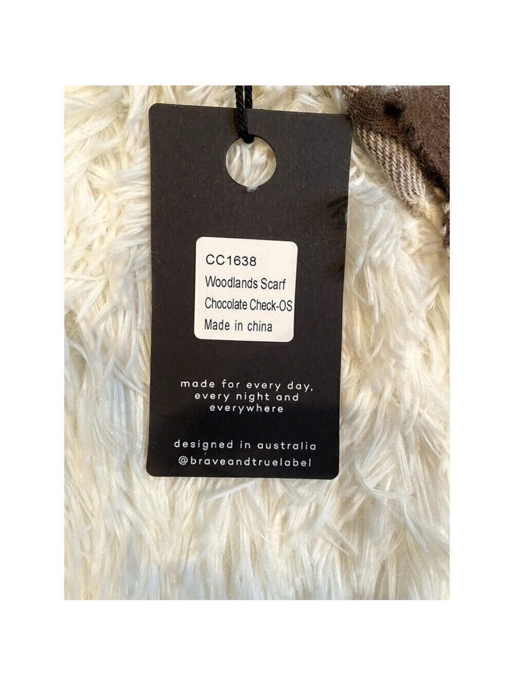 Brave + True Woodlands Brown & White Plaid Scarf - Size OS (NWT) - Picture 5 of 5